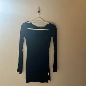 long sleeve black mini dress